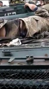On 7-8 October, a video was posted in the social media (Youtube) in which a group of Azerbaijani-speaking men in Azerbaijani military uniforms, forced a man in an Armenian military uniform lying half-burned on the surface of a heavy military equipment, to declare that Karabakh is Azerbaijan. The video is entitled in Russian 'Азербайджанцы заставляют обгоревшего Армянского танкиста сказать «Карабах это Азербайджан»! +21’ which in English means Azerbaijanis force a burnt Armenian tanker to say ‘Karabakh is Azerbaijan’. 